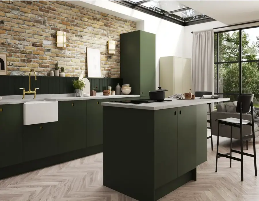 Green Kitchens by Manchester Kitchens, Porter Portal in Bay Green.