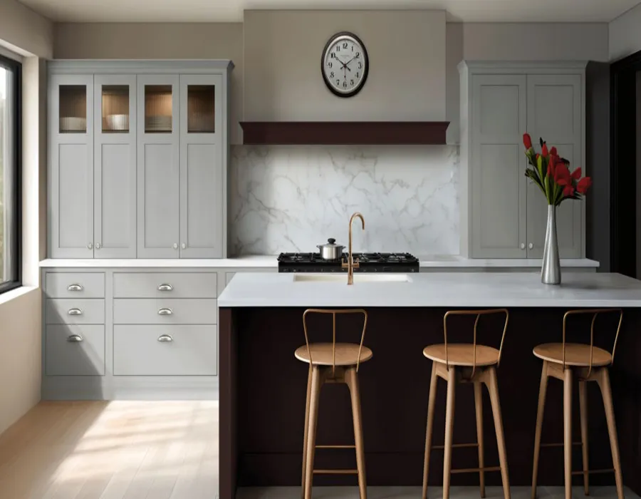 Tennyson, In Frame Slab door By NMB Kitchens and Bathrooms.
