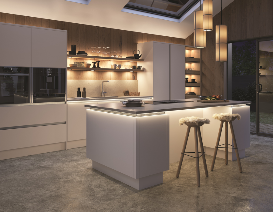 Manchester Kitchens showcasing the Zola Soft Matt Kitchen Door Range.