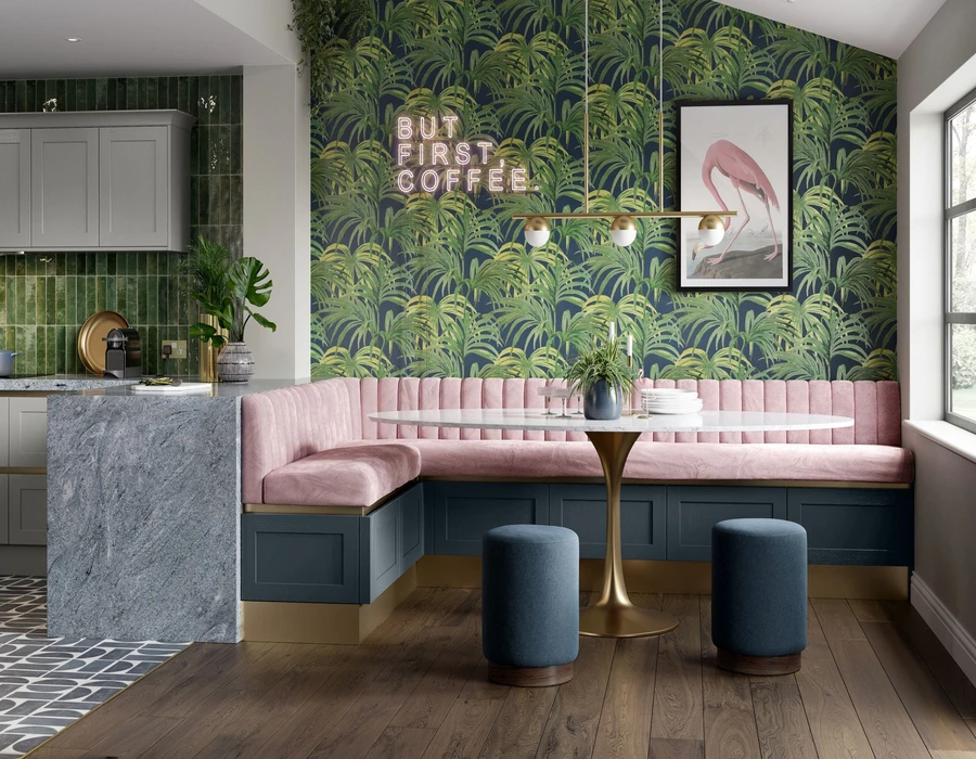 modern kitchen showroom display in Manchester – handleless and shaker ranges