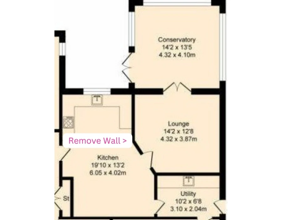 Kitchen Diner Knock Through - Floor Plan